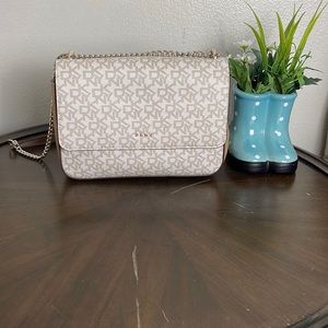 DKNY Cream Crossbody Bag with Gold Chain